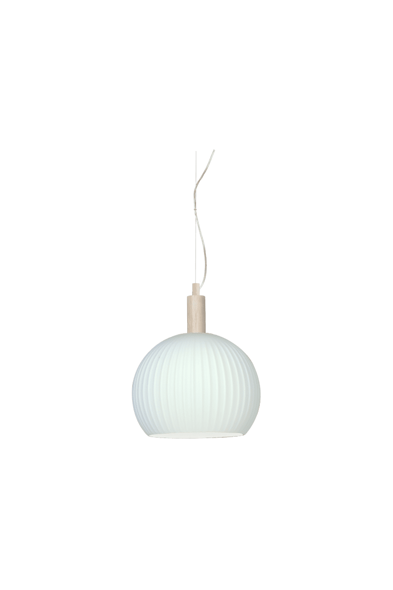 Lapponia Ø35 Weiß hängelampe Von Aneta Lighting - Die Lapponia Deckenleuchte aus Glas und weiß geöltem Holz verleiht Ihrem Zuhause eine natürliche und gemütliche Atmosphäre.