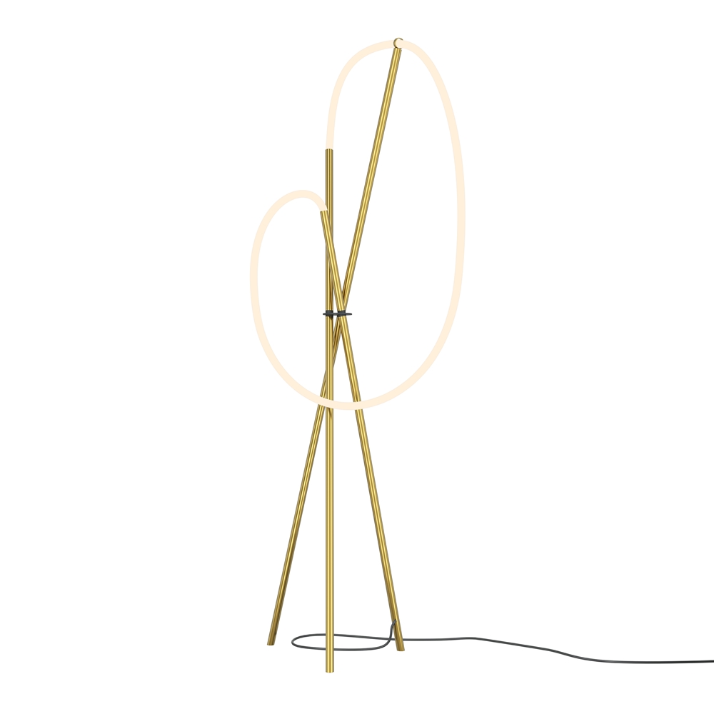 Crochet Gold stehlampe Von Maytoni - Die Helligkeit l&auml;sst sich bequem &uuml;ber den im Bodenschalter integrierten Dimmer regulieren &ndash; eine perfekte Kombination aus Form, Funktion und Atmosph&auml;re.