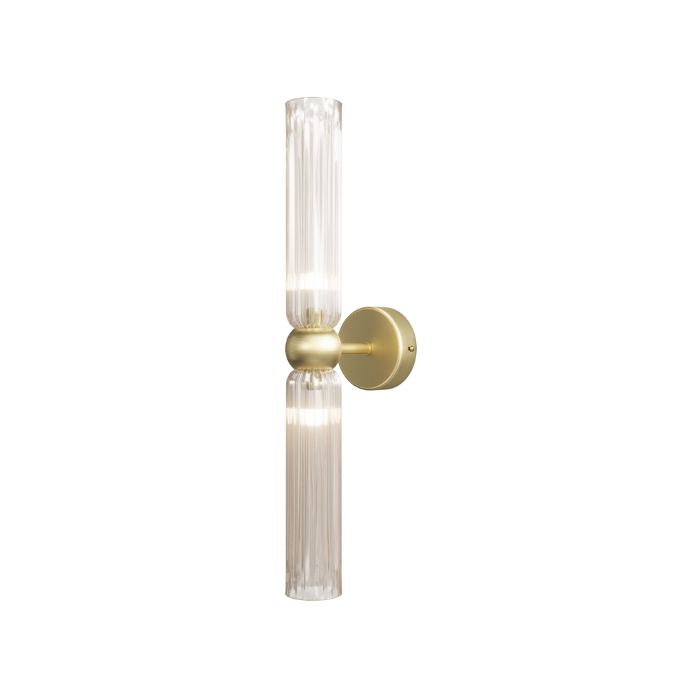 Antic 44cm Brandy wandlampe Von Maytoni - Die Doppelglasschirme aus cognacfarbenem Glas werden mit einer eleganten goldenen Fassung in Goldoptik kombiniert und schaffen so eine harmonische Balance zwischen modernem Design und klassischem Charme.