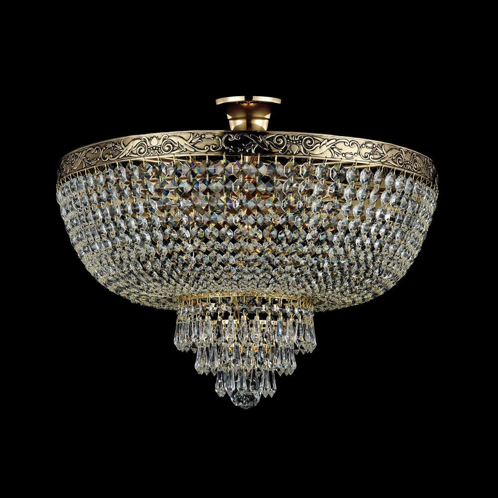 Palace Ø50 Antikes Gold kristall Von Maytoni - Die funkelnden Prismen reflektieren das Licht und erzeugen ein strahlendes Lichtspiel, das dem Raum eine luxuri&ouml;se Atmosph&auml;re verleiht.
