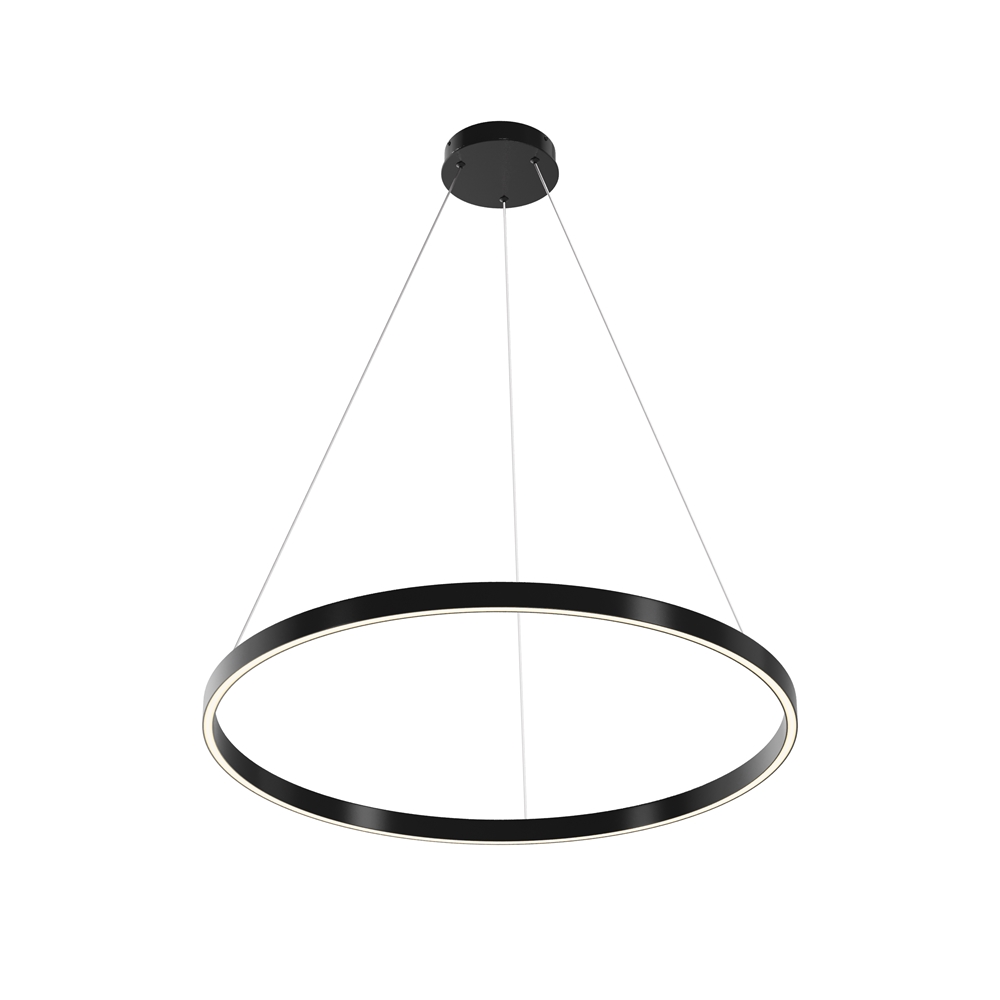 Rim Ø80 Schwarz hängelampe Von Maytoni - Der integrierte LED-Streifen verteilt das Licht sowohl nach unten als auch rundum und eignet sich daher perfekt f&uuml;r die Platzierung &uuml;ber dem Esstisch oder als eleganter Lichtpunkt im Wohnzimmer.