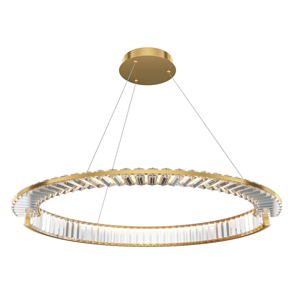 Krone Ø80 Messing hängelampe Von Maytoni - Mit ihrem gro&szlig;z&uuml;gigen Durchmesser von 80 cm wird sie zu einem luxuri&ouml;sen Blickfang im Zuhause und verbreitet ein warmes und stimmungsvolles Licht.