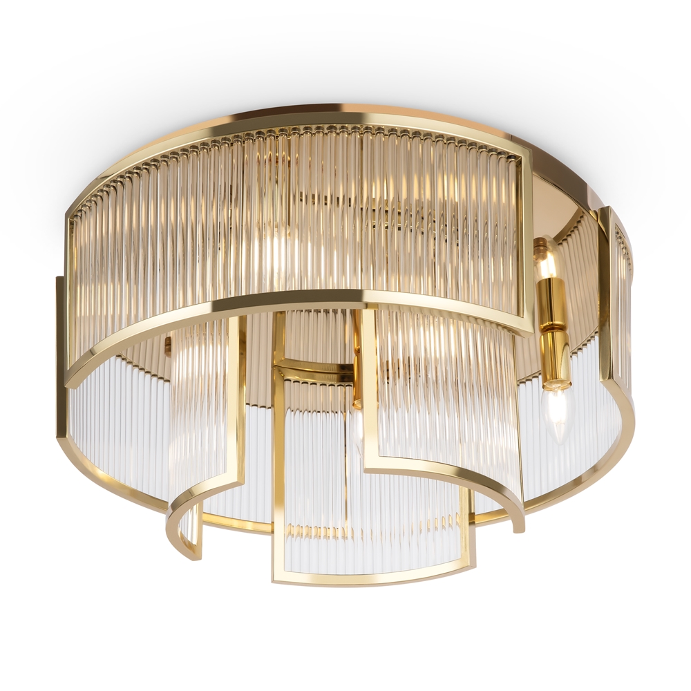 Frame Ø55 Gold deckenleuchte Von Maytoni - Die Prismen streuen das Licht auf eine sch&ouml;ne und effektive Weise, die die Atmosph&auml;re im Raum verbessert.