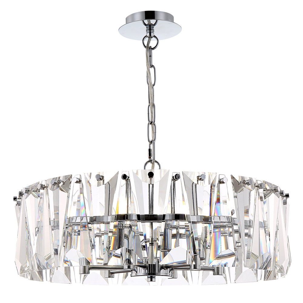 Puntes Ø52 Chrom kristall Von Maytoni - Puntes ist ein eleganter Deckenleuchter aus verchromtem Metall mit funkelnden Prismen, die die Lichtquellen umgeben und bei eingeschalteter Lampe ein zauberhaftes Lichtspiel erzeugen.