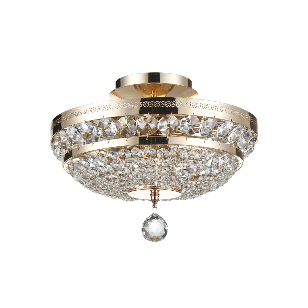 Ottilia Ø32 Gold kristall Von Maytoni - Die funkelnden Prismen reflektieren das Licht und erzeugen ein strahlendes Lichtspiel, das dem Raum eine luxuri&ouml;se Atmosph&auml;re verleiht.