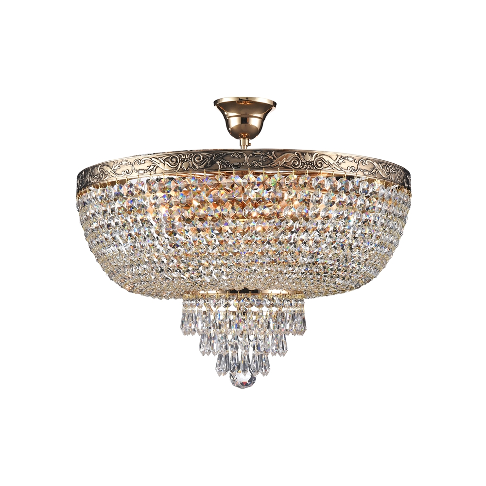 Palace Ø50 Antikes Gold kristall Von Maytoni - Die funkelnden Prismen reflektieren das Licht und erzeugen ein strahlendes Lichtspiel, das dem Raum eine luxuri&ouml;se Atmosph&auml;re verleiht.
