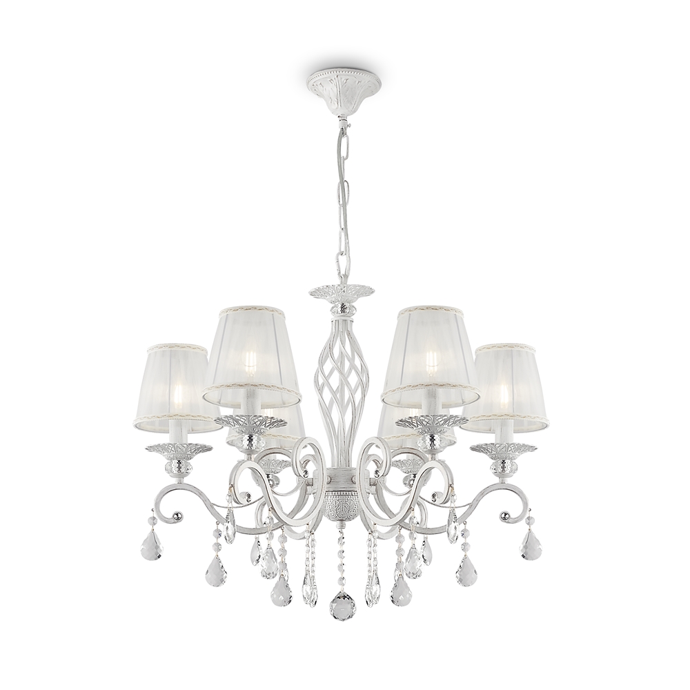 Grace Ø65 Weiß hängelampe Von Maytoni - Grace ist ein klassischer Kronleuchter aus Metall mit einem wundersch&ouml;nen Finish in Antikwei&szlig;.