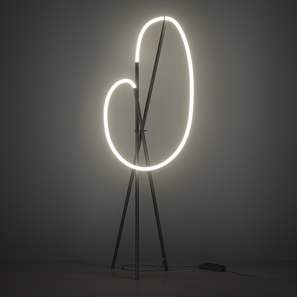 Crochet Schwarz stehlampe Von Maytoni - Die Helligkeit l&auml;sst sich bequem &uuml;ber den im Bodenschalter integrierten Dimmer regulieren &ndash; eine perfekte Kombination aus Form, Funktion und Atmosph&auml;re.