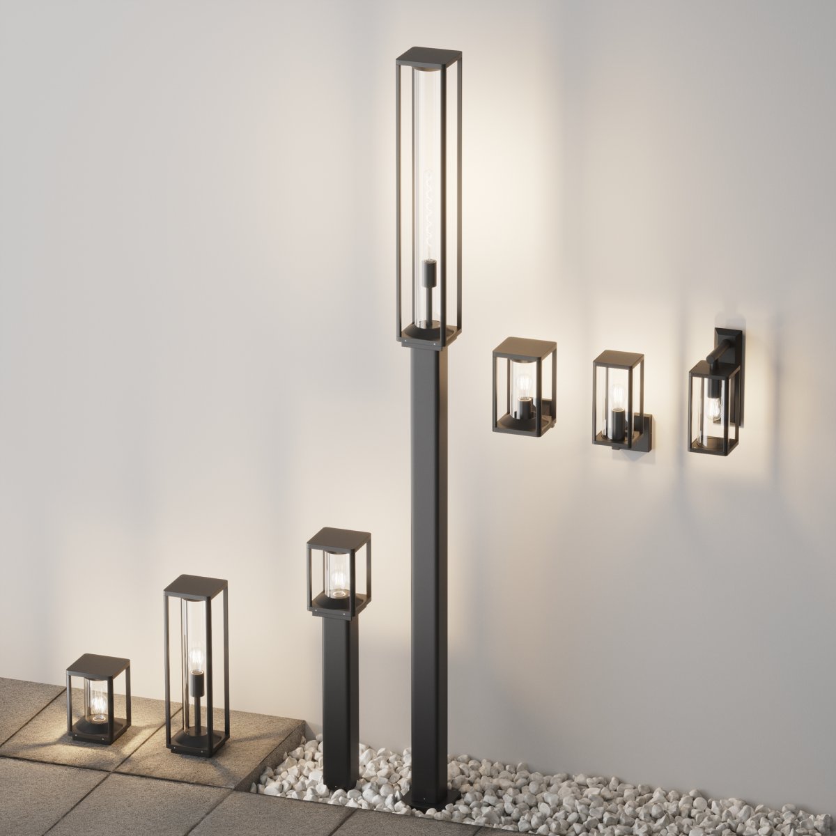 Cell Graphit außenlampe Von Maytoni - Mit seinem offenen Design und dem robusten Metallrahmen verbreitet es ein warmes und einladendes Licht, das sich perfekt für Innen- und Außenbereiche eignet.