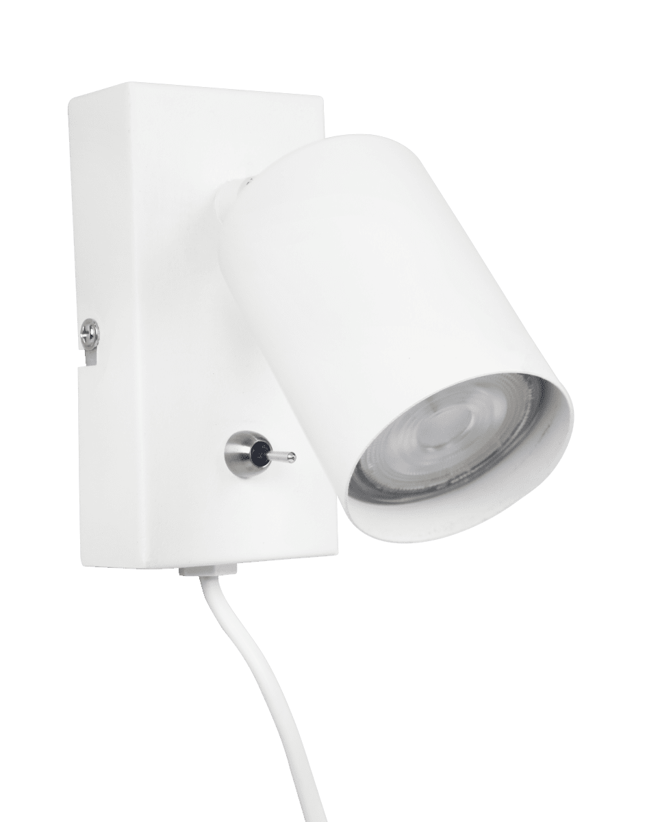 Line Weiß leselampe Von Lampan - Der Netzschalter befindet sich bequem an der Wandhalterung und l&auml;sst sich leicht bedienen.