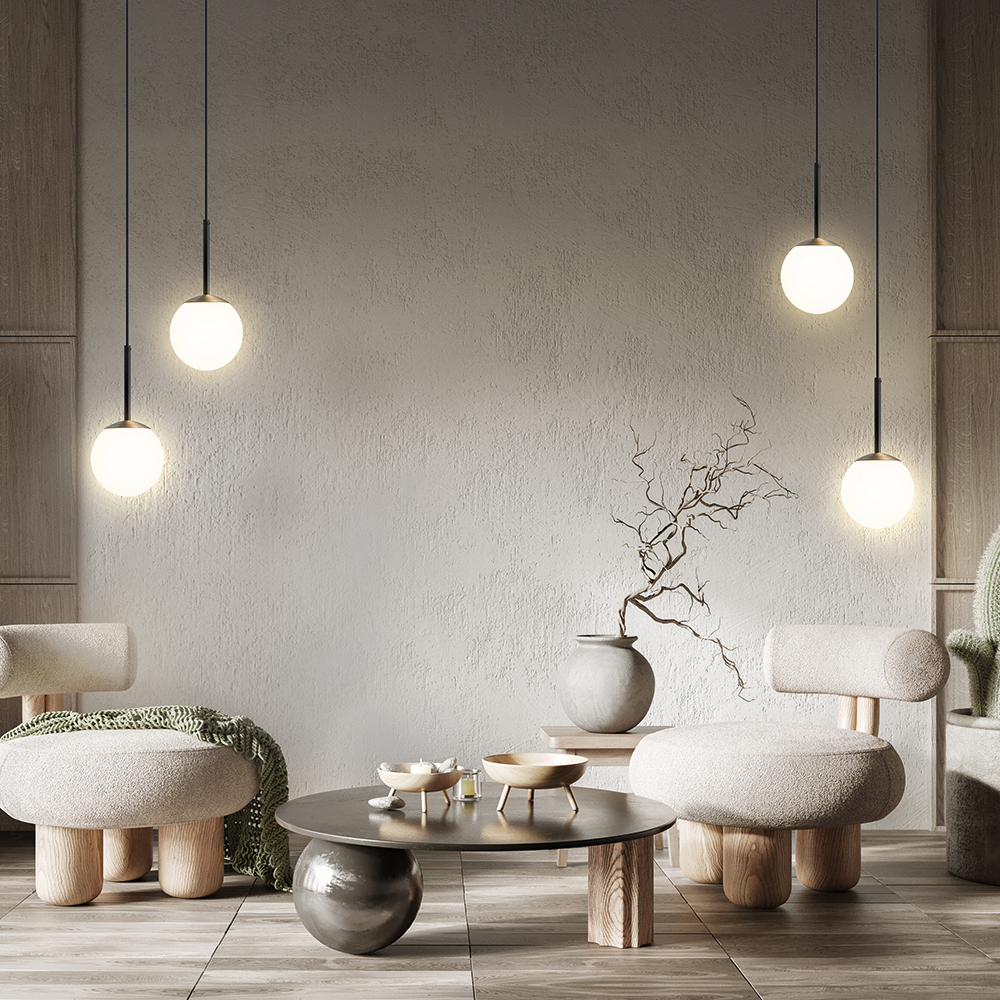 Basic form Ø15 Schwarz hängelampe Von Maytoni - Mit ihrer weichen Opalglaskugel und einem schlanken Metallgehäuse in schwarzem Finish spendet die Lampe ein schönes und angenehmes Licht, das sowohl in moderne als auch in klassische Einrichtungsstile perfekt passt.
