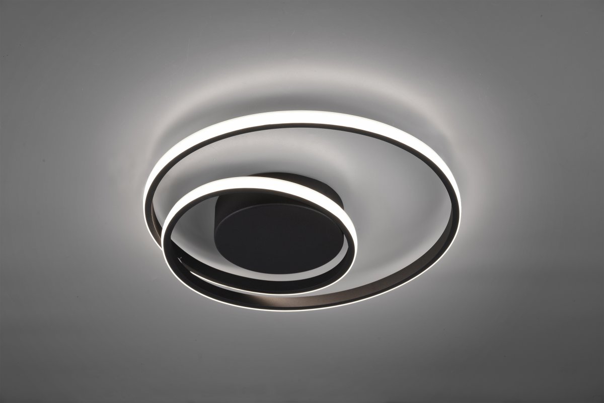 Zibella Ø40 Schwarz deckenleuchte Von Trio Lighting - Die Deckenleuchte Zibella schafft mit ihren sanften Lichteffekten und dem eleganten Design eine stimmungsvolle Atmosph&auml;re und erg&auml;nzt moderne Einrichtungsstile perfekt.