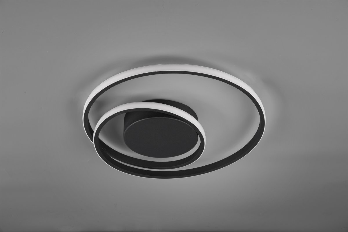 Zibella Ø40 Schwarz deckenleuchte Von Trio Lighting - Die Deckenleuchte Zibella schafft mit ihren sanften Lichteffekten und dem eleganten Design eine stimmungsvolle Atmosph&auml;re und erg&auml;nzt moderne Einrichtungsstile perfekt.