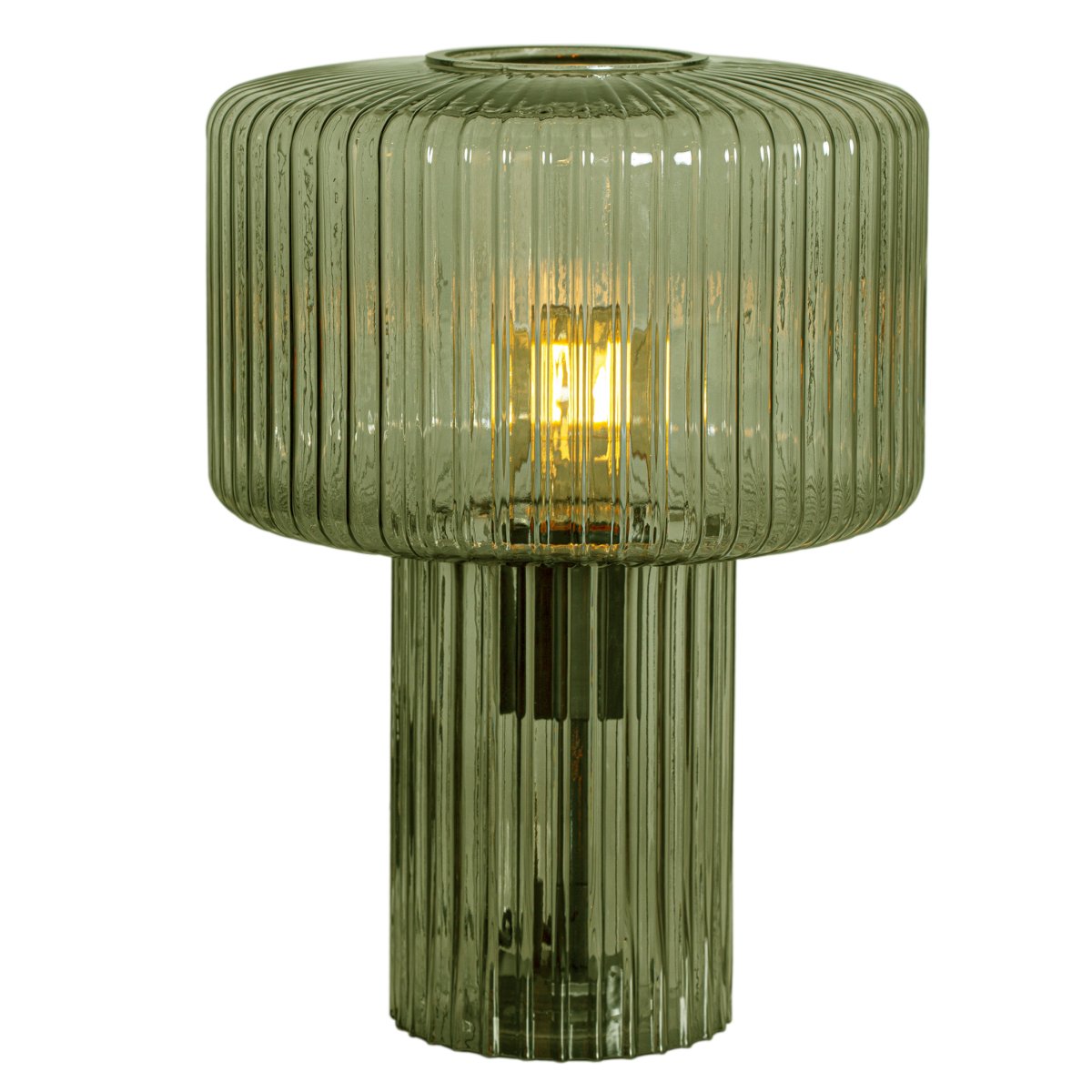 Kiera 35cm Grün tischlampe Von Cottex - Eingeschaltet erzeugt sie eine warme und gem&uuml;tliche Atmosph&auml;re im Raum.