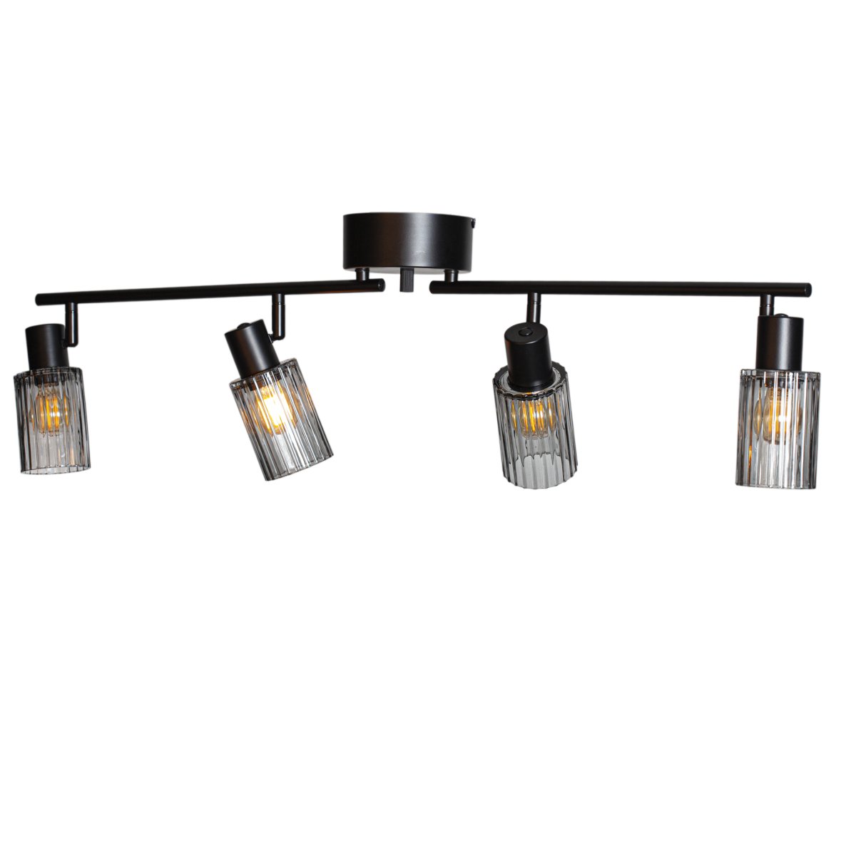 Zoombild von Kiera 4 Schwarz/Rauchig spotlight Von Cottex - Die get&ouml;nten Glasschirme erzeugen ein dekoratives und stimmungsvolles Licht, w&auml;hrend die geriffelte Struktur ein wundersch&ouml;nes Lichtspiel erzeugt.