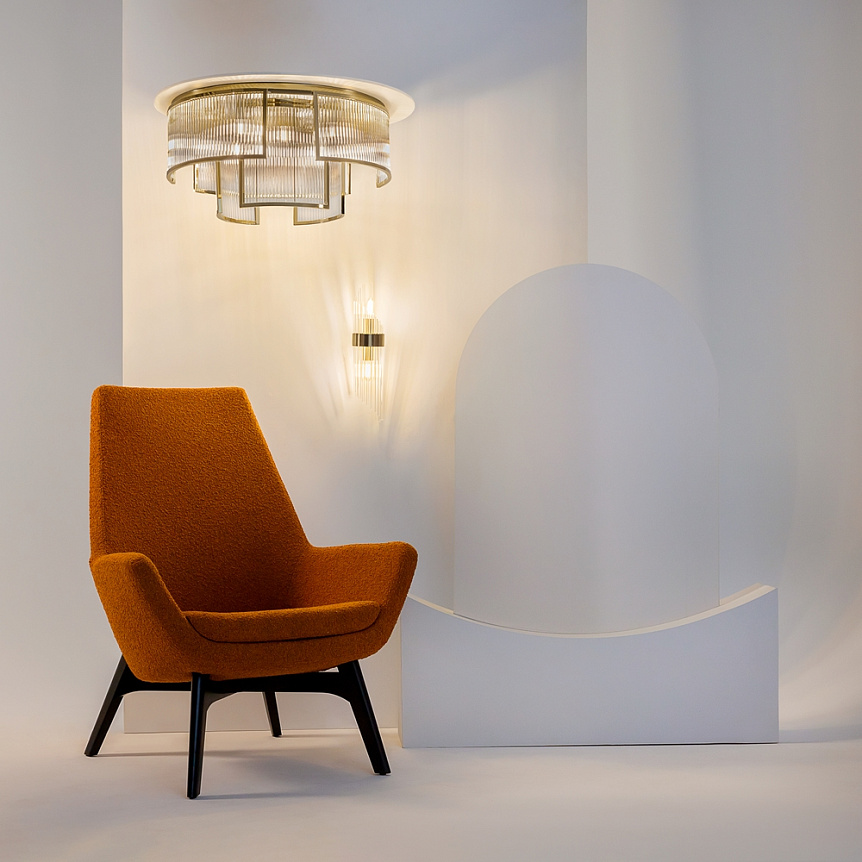 Frame Ø55 Gold deckenleuchte Von Maytoni - Die Prismen streuen das Licht auf eine sch&ouml;ne und effektive Weise, die die Atmosph&auml;re im Raum verbessert.