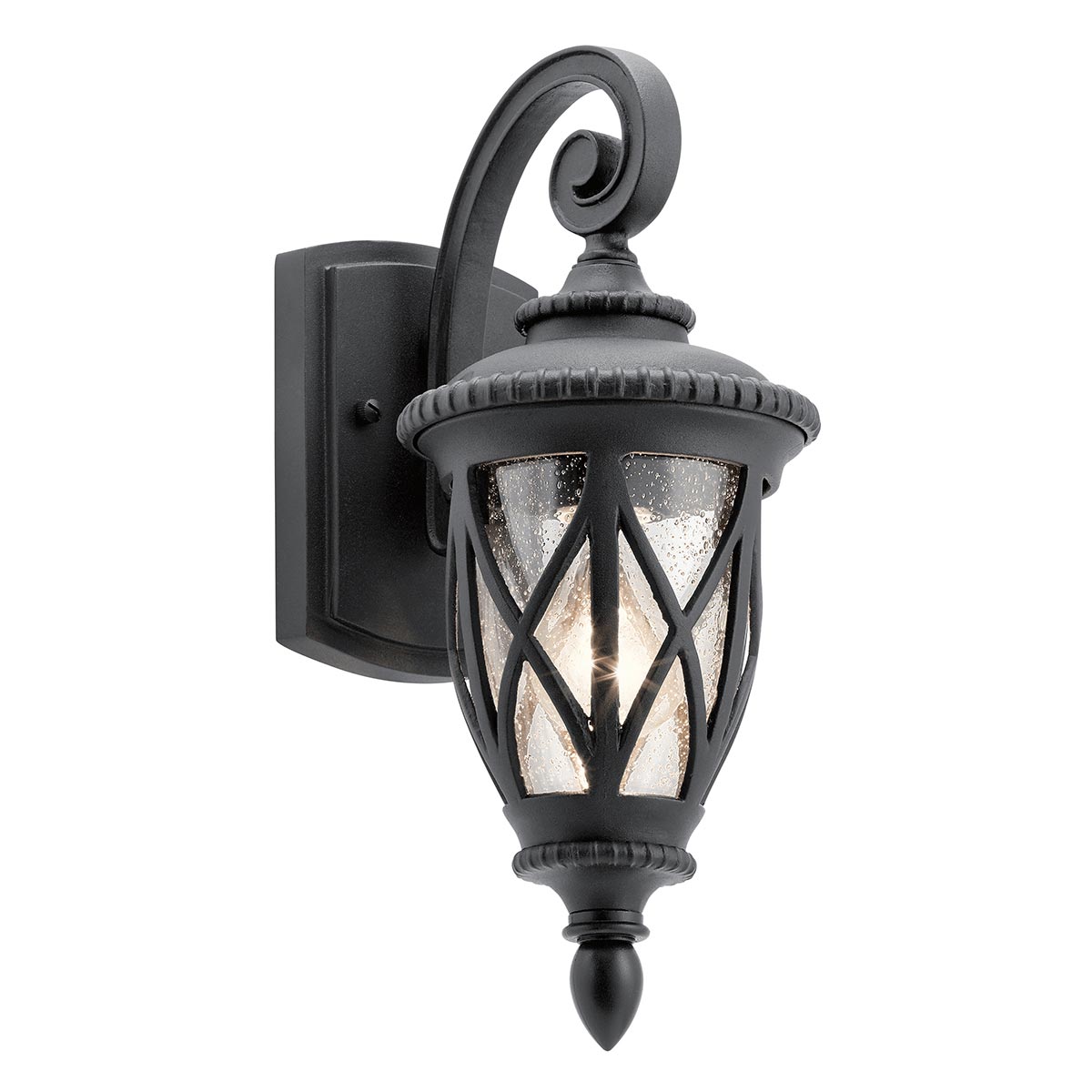 Admirals Cove Schwarz außenlampe Von Elstead Lighting - Das klare Glasdesign mit strukturierter Oberfläche verstärkt den Vintage-Look und lässt das Licht durchscheinen.