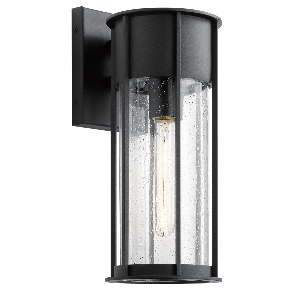 Camillo 37cm Schwarz außenlampe Von Elstead Lighting - Med sin robusta metallkonstruktion och klarglas med bubbeleffekt skapar den en vacker ljusspridning som f&ouml;rh&ouml;jer fasader, entr&eacute;er och uteplatser.