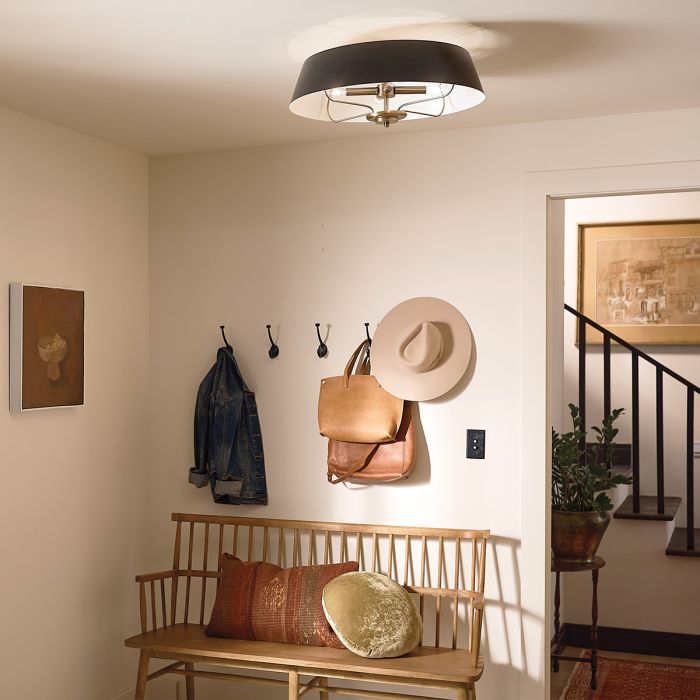 Luella Ø56 Schwarz hängelampe Von Elstead Lighting - Ausführungen: komplett in warmem, gebürstetem Naturmessing oder mit stilvollem Metallschirm in elegantem Schwarz.