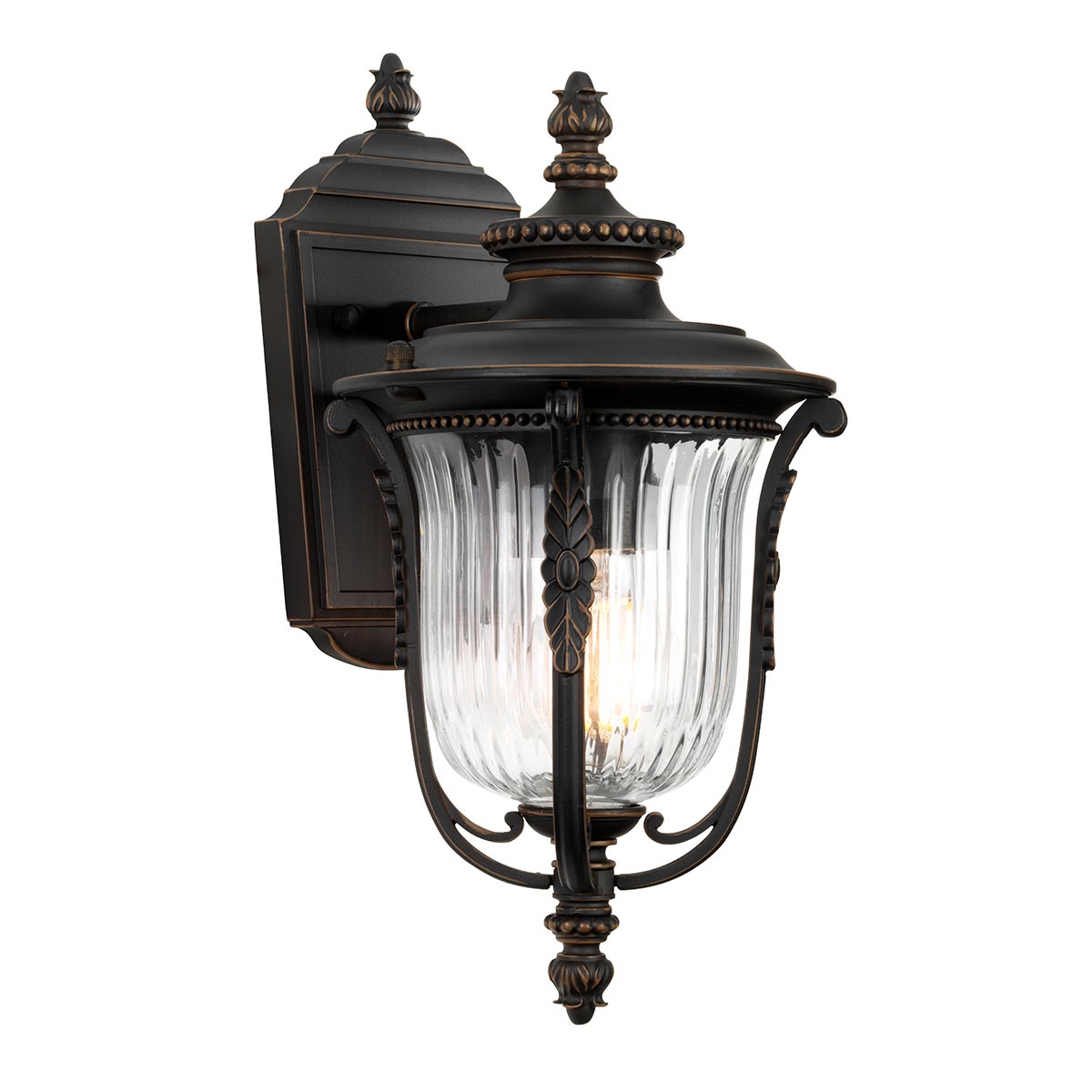 Luverne Bronze außenlampe Von Elstead Lighting - Die Wandleuchte Luverne in geölter Bronze hat ein elegantes und detailliertes Design, das die Außenumgebung aufwertet.