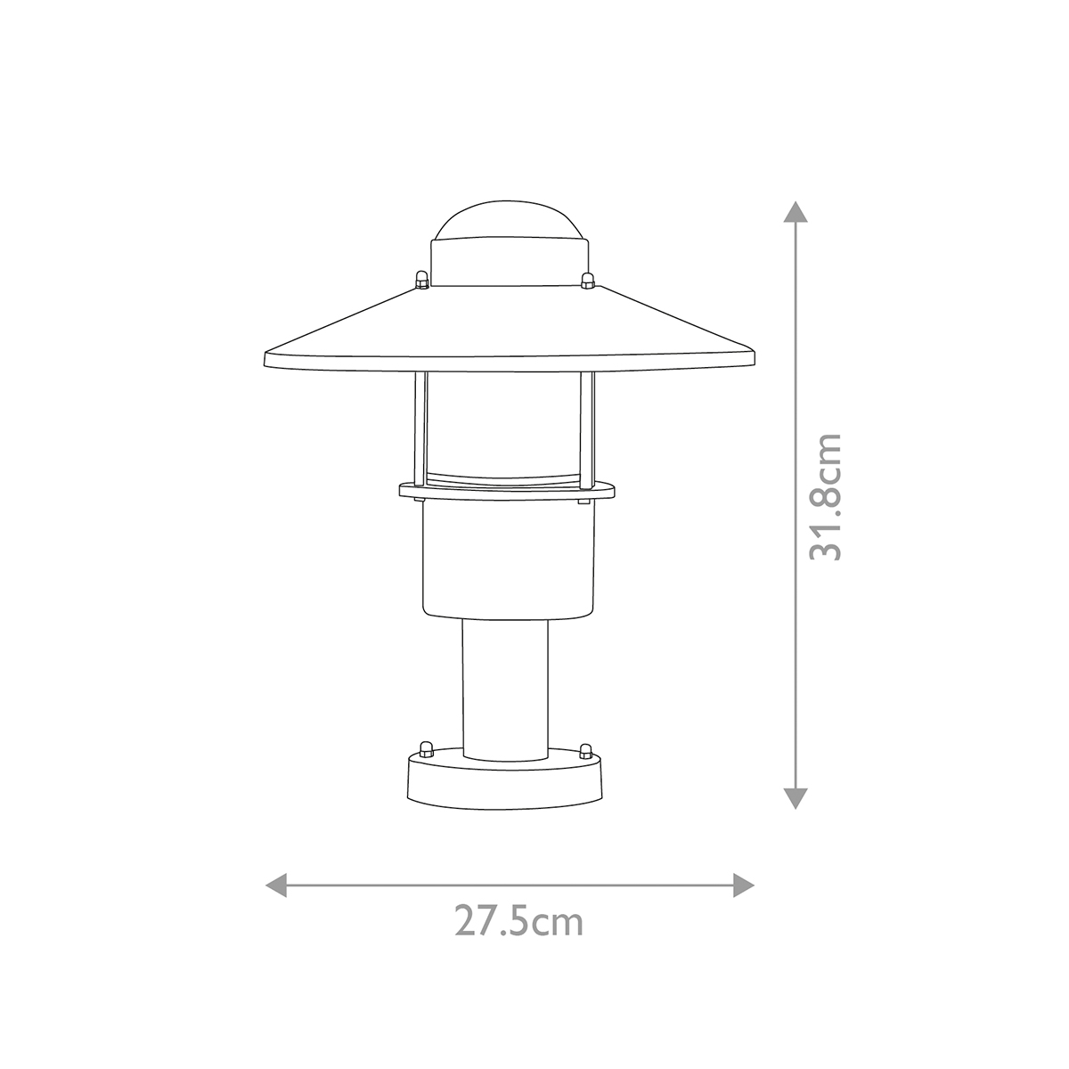 Klampenborg 32cm Silber Von Elstead Lighting - Tillverkad av rostfritt st&aring;l i silverfinish och glas, erbjuder den en robust konstruktion som st&aring;r emot v&auml;der och vind.