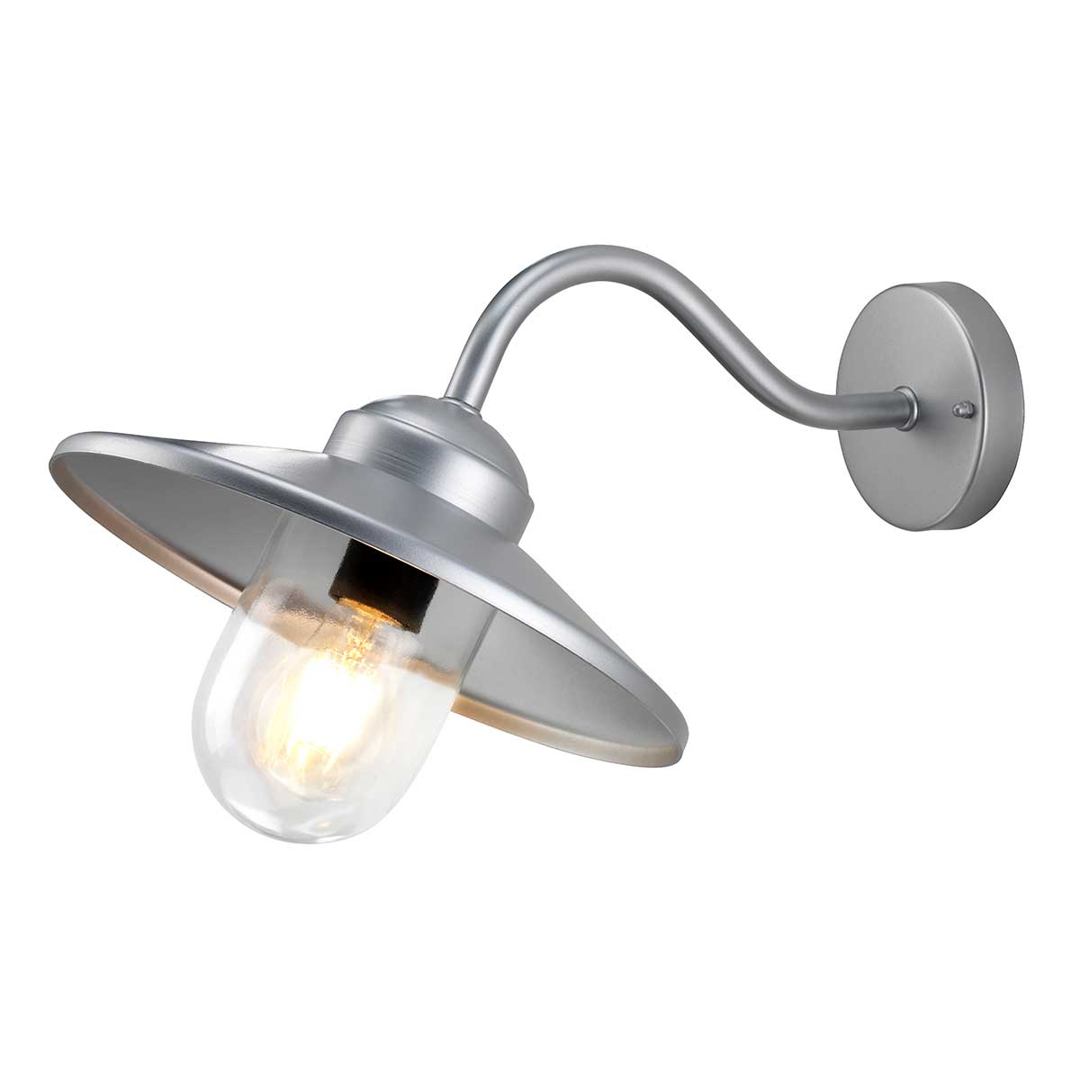 Klampenborg Ø28 Silber außenlampe Von Elstead Lighting - Tillverkad av rostfritt st&aring;l i silverfinish och glas, erbjuder den en robust konstruktion som st&aring;r emot v&auml;der och vind.