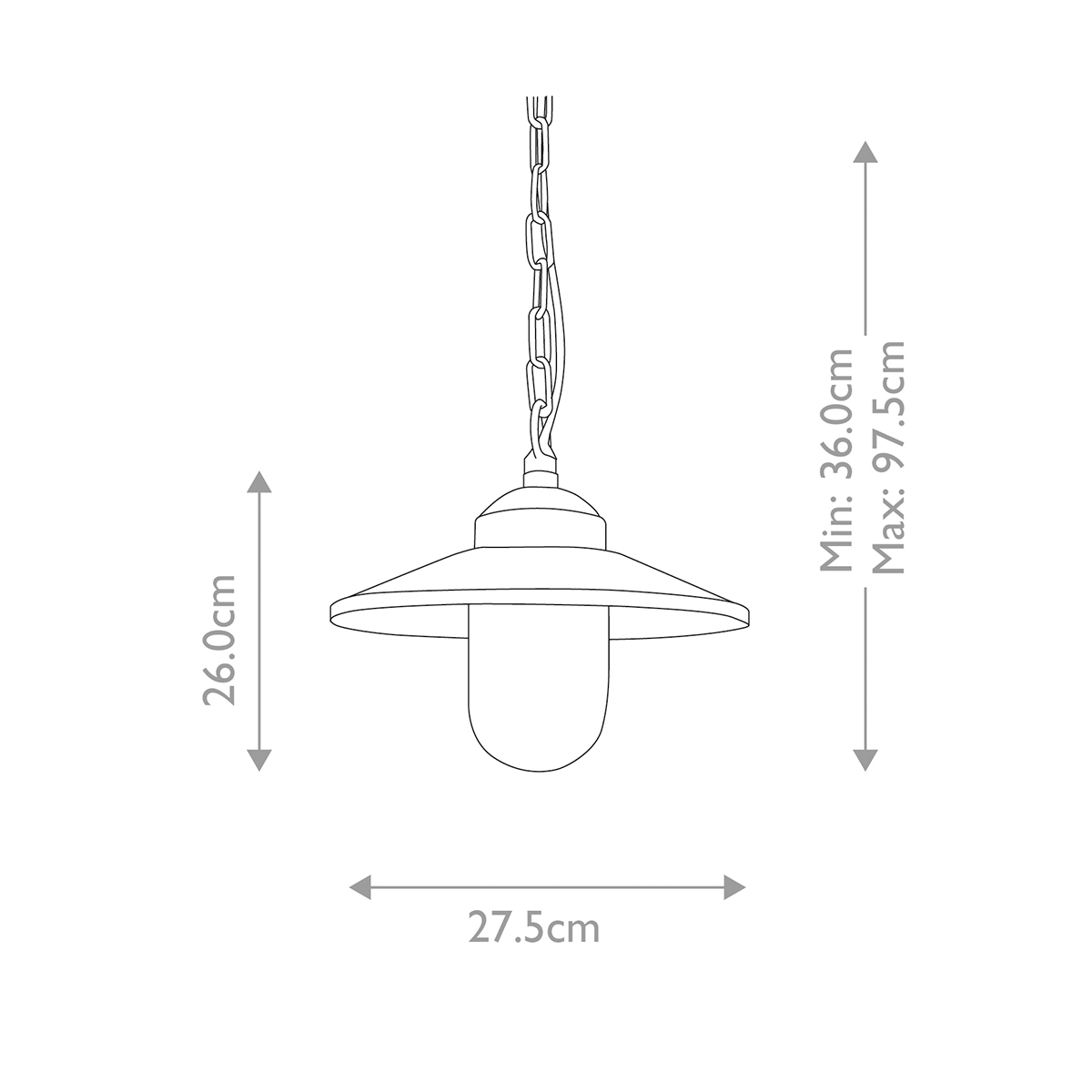 Klampenborg Ø28 Silber Von Elstead Lighting - Tillverkad av rostfritt st&aring;l i silverfinish och glas, erbjuder den en robust konstruktion som st&aring;r emot v&auml;der och vind.