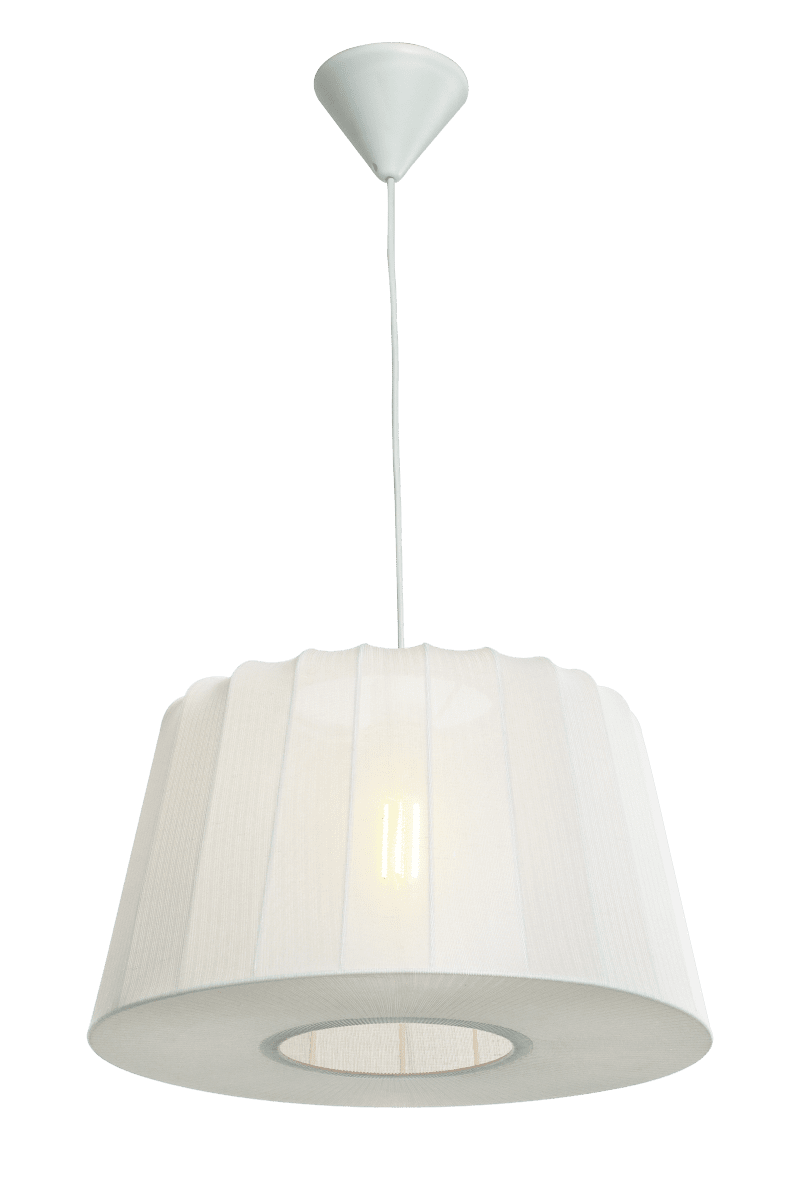 Abril Ø45 Weiß hängelampe Von Aneta Lighting - Die wundersch&ouml;ne Deckenleuchte Abril ist mit feinem Stretchstoff bezogen, der das Licht filtert und angenehm im Raum verteilt.