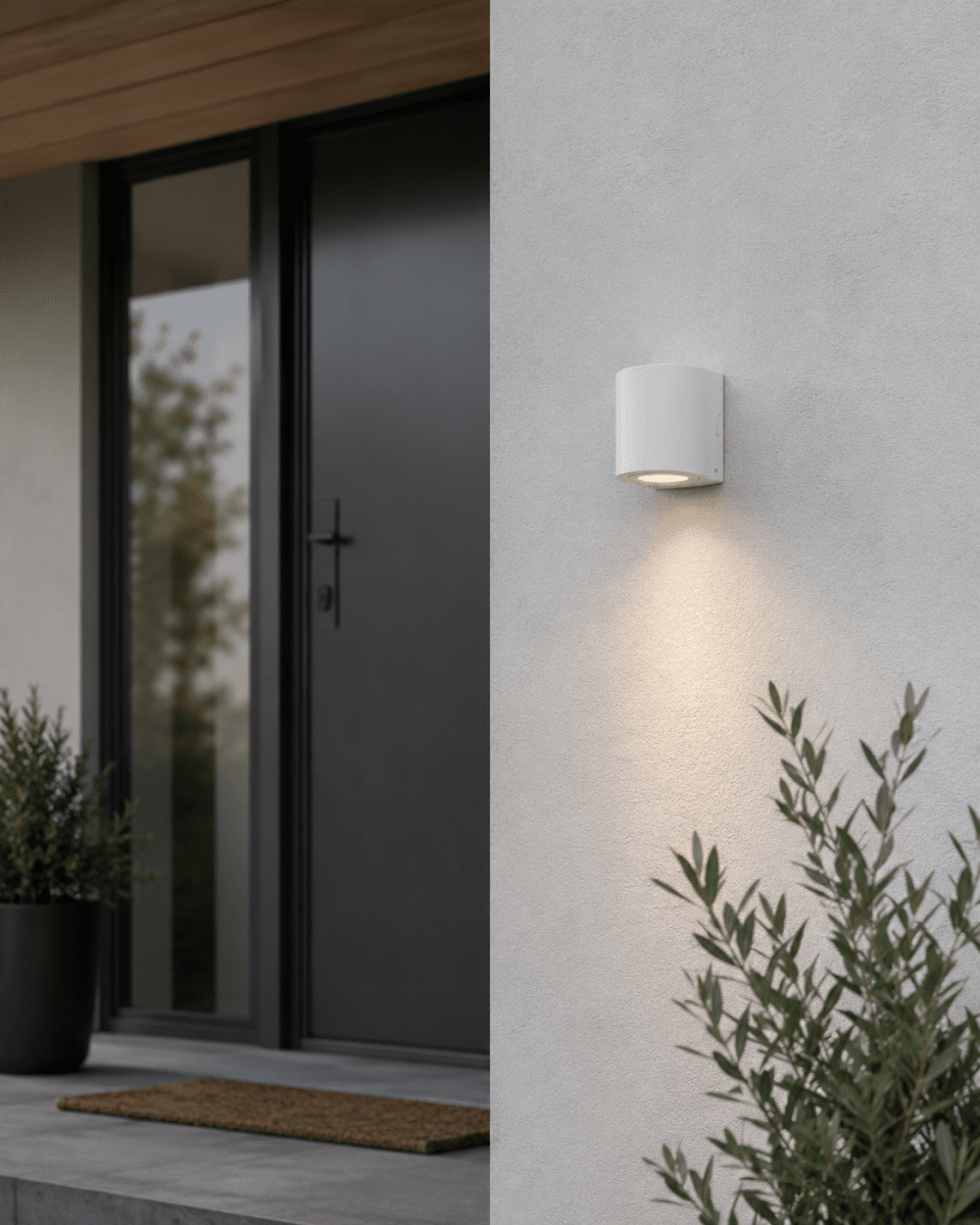Tor Single Weiß außenlampe Von Lampan - Lampan lyser fint ner p&aring; v&auml;ggen och skapar en h&auml;rlig atmosf&auml;r.