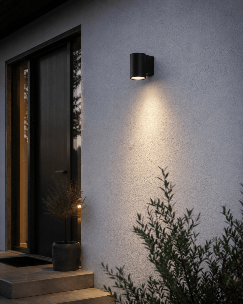 Oden Single Schwarz außenlampe Von Lampan - Lampan lyser fint ner p&aring; v&auml;ggen och skapar en h&auml;rlig atmosf&auml;r.