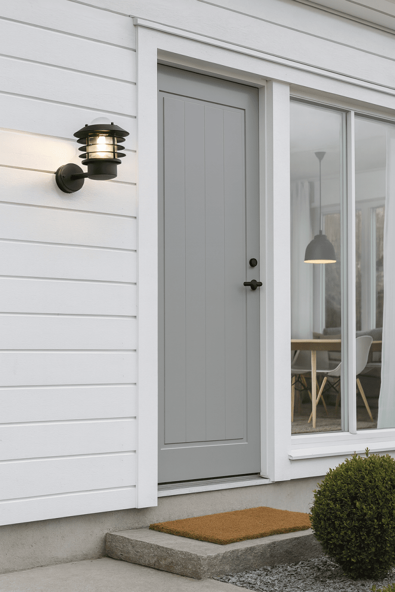 Ystad Schwarz außenlampe Von Nordic Lighting - Das Licht breitet sich angenehm durch das Glas aus und schafft eine einladende Atmosph&auml;re am Eingang, an der Fassade oder entlang der Hauswand.