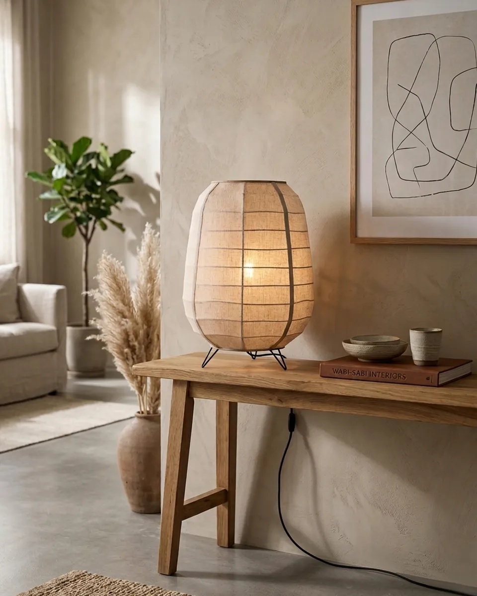Delino Beige stehlampe Von By Rydéns - Der Rahmen aus Eschenholz und die dekorativen Rattan-Details verleihen der Leuchte eine warme und harmonische Ausstrahlung.