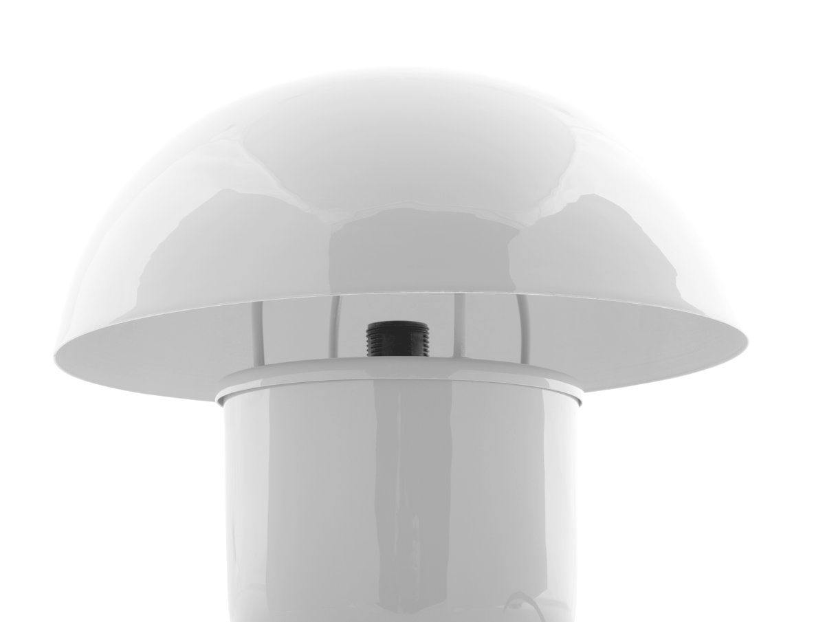 Mushroom 25cm Weiß tischlampe Von Leitmotiv - Ihre charakteristische Form und die glänzende, weiß emaillierte Oberfläche verleihen ihr einen modernen und ausdrucksstarken Eindruck.