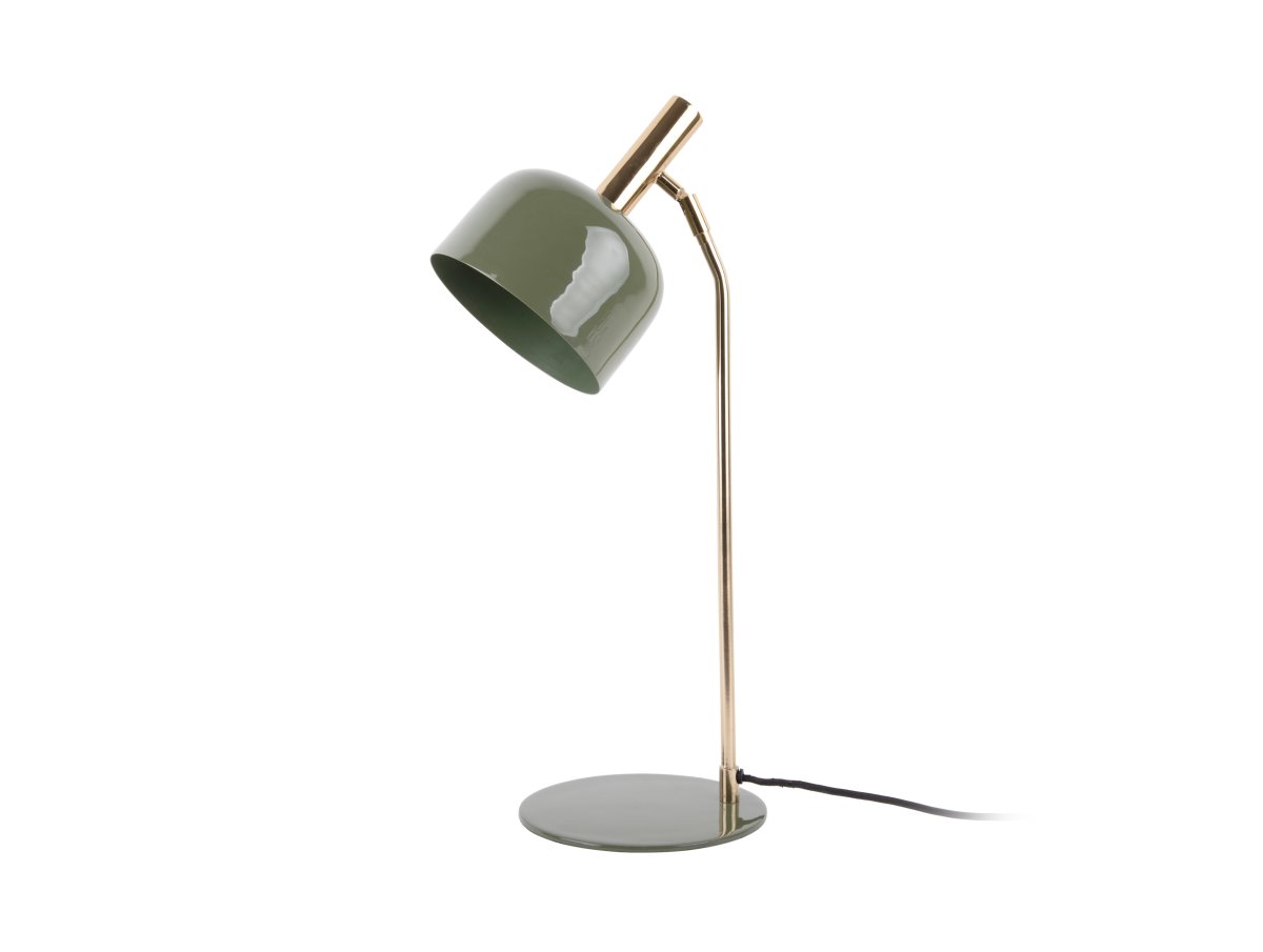 Smart 56cm Grün schreibtischlampe Von Leitmotiv - Die glänzende, emaillierte Oberfläche in einem matten Grünton und die eleganten Golddetails verleihen der Leuchte einen einzigartigen und attraktiven Look.