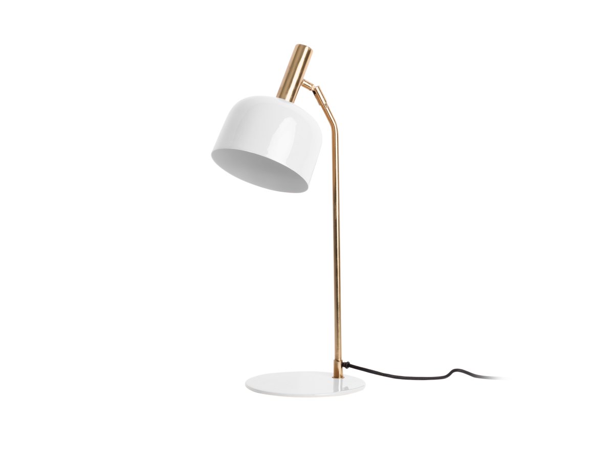 Smart 56cm Weiß schreibtischlampe Von Leitmotiv - Die glänzende, weiß emaillierte Oberfläche und die eleganten Golddetails verleihen der Leuchte einen einzigartigen und attraktiven Look.