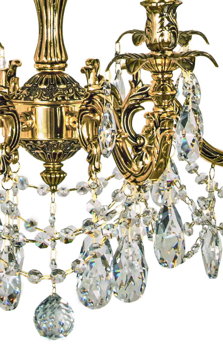 Versailles Ø55 Antikes Messing hängelampe Von Aneta Lighting - Die dekorativen Details sorgen in Kombination mit den klaren K9-Kristallen für eine wunderschöne Lichtverteilung im Raum.