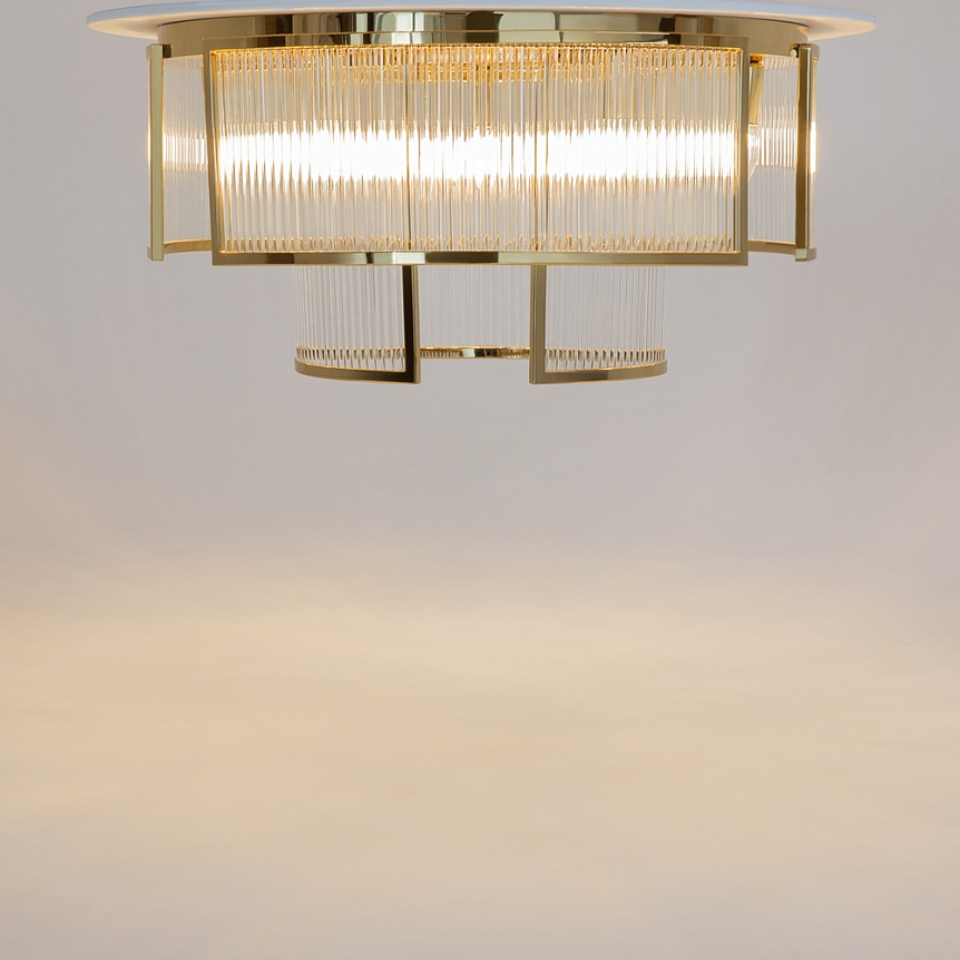 Frame Ø65 Gold deckenleuchte Von Maytoni - Die Prismen streuen das Licht auf eine sch&ouml;ne und effektive Weise, die die Atmosph&auml;re im Raum verbessert.