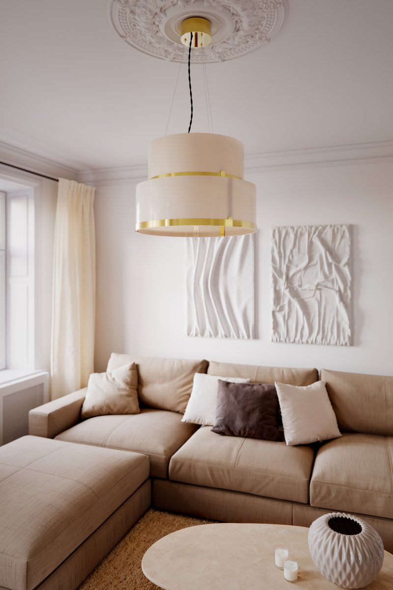 Marcel Ø50 Weiß hängelampe Von By Rydéns - Marcel ist eine wundersch&ouml;ne Deckenlampe und verleiht dem Raum mit den Messingdetails Eleganz.