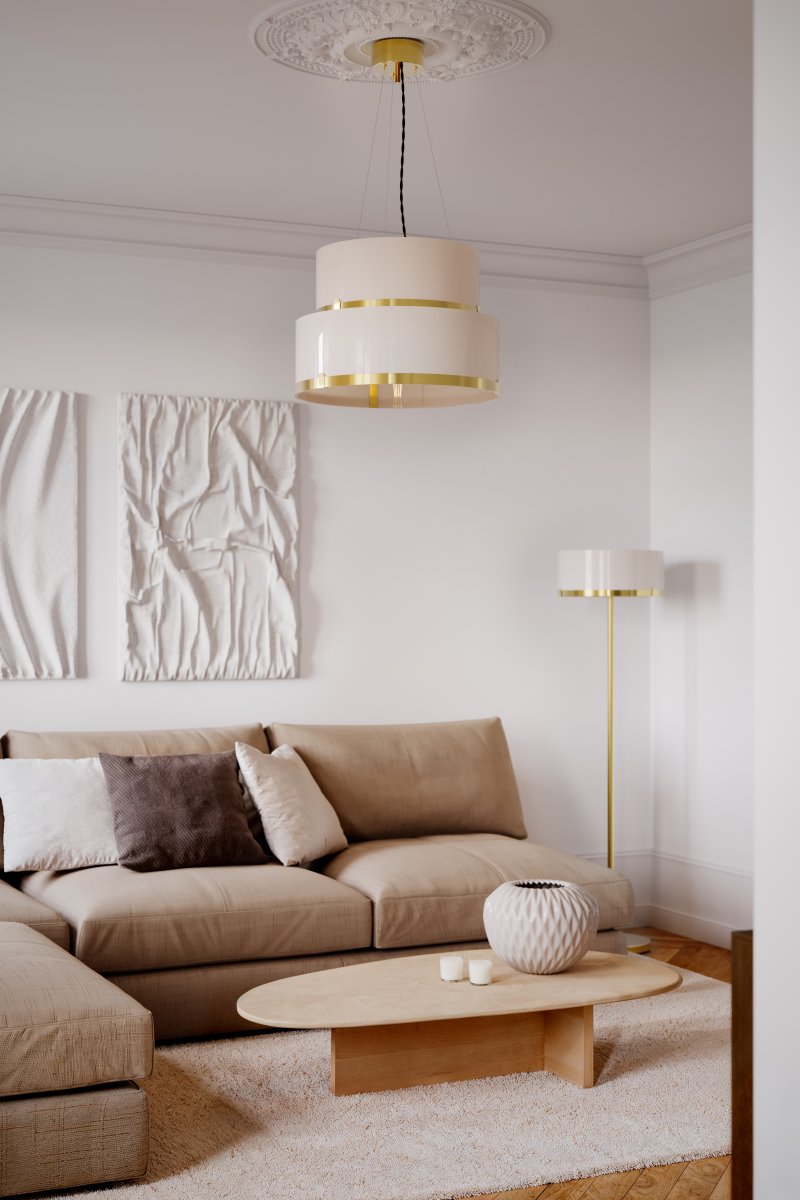 Marcel Ø50 Weiß hängelampe Von By Rydéns - Marcel ist eine wundersch&ouml;ne Deckenlampe und verleiht dem Raum mit den Messingdetails Eleganz.