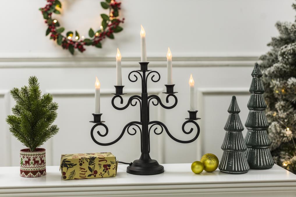 Hantverk 5 Schwarz Von Pixie Design - Zus&auml;tzlich ist der Kerzenst&auml;nder mit einem Timer ausgestattet und leuchtet 8 Stunden lang und ist 16 Stunden lang aus.