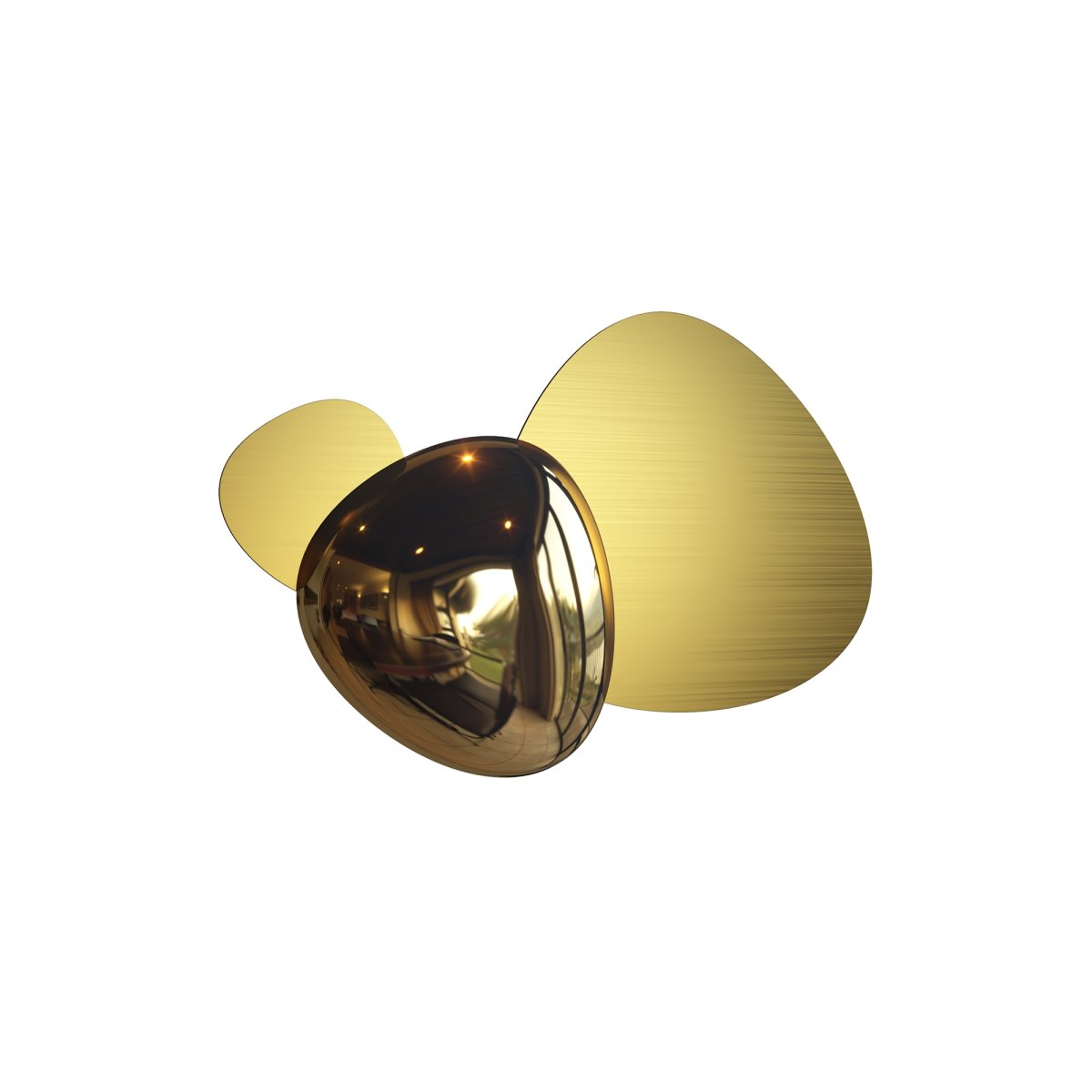 Zoombild von Jack-stone 36cm Gold wandlampe Von Maytoni - Mit seinen asymmetrischen Formen aus poliertem Messing und reflektierenden Oberflächen erzeugt es ein faszinierendes Spiel aus Licht und Reflexionen.