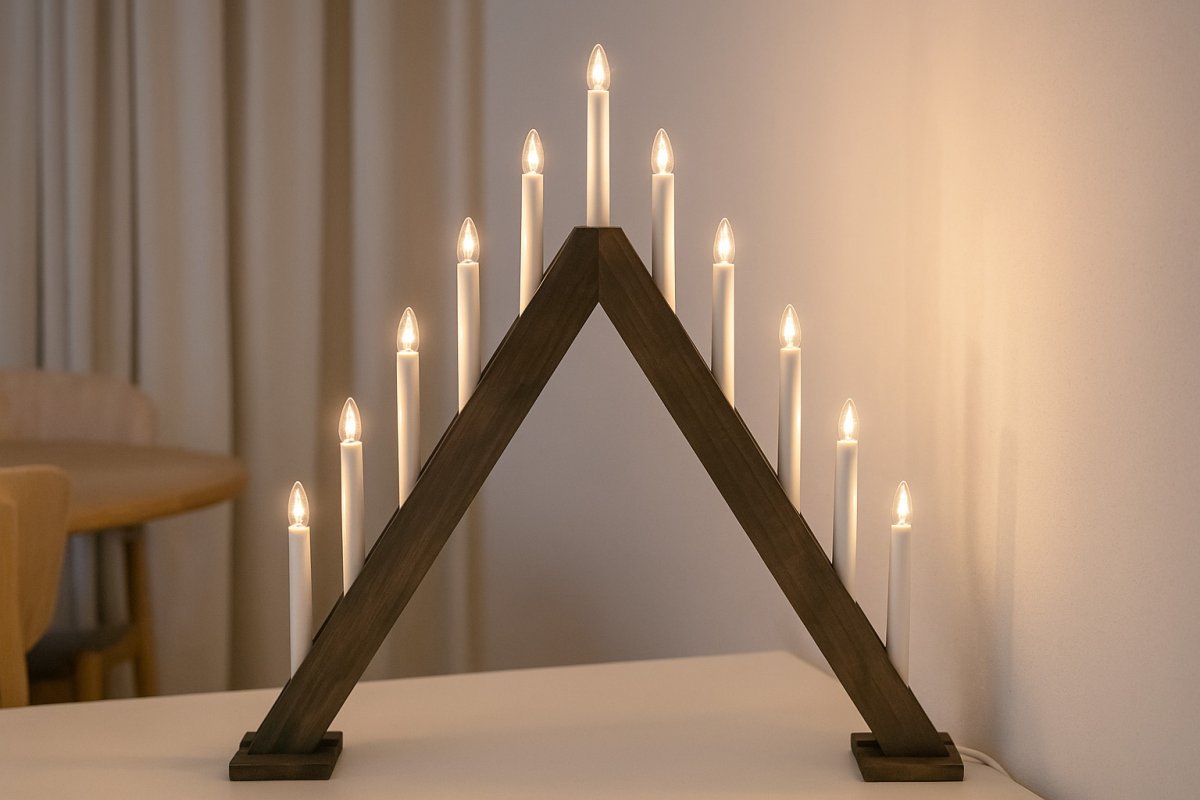 Nova 11 Holz Von Pixie Design - Nova ist ein klassischer Kerzenst&auml;nder mit elf Armen aus Holz.