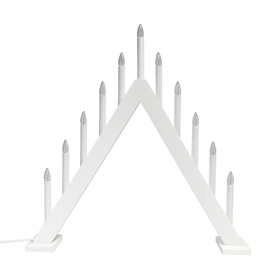 Nova 11 Weiß Von Pixie Design - Nova ist ein klassischer Kerzenst&auml;nder mit elf Armen aus Holz.