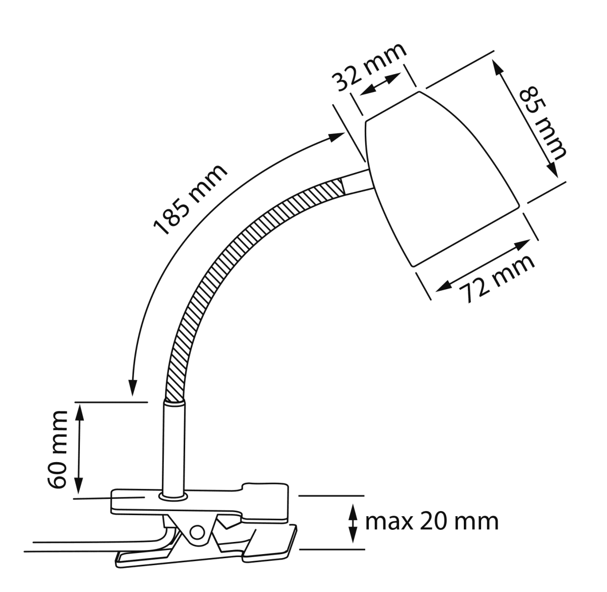 Sandnes Zinn klemmlampe Von Aneta Lighting - Praktische Klemme f&uuml;r Kopfteil, Schreibtisch oder Regal.