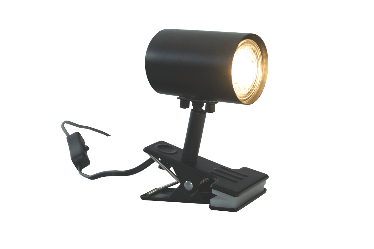 Hugin Schwarz klemmlampe Von Aneta Lighting - Die praktische Hugin Metall-Klemmleuchte lässt sich einfach an Kopfteil, Regal oder Schreibtisch befestigen.