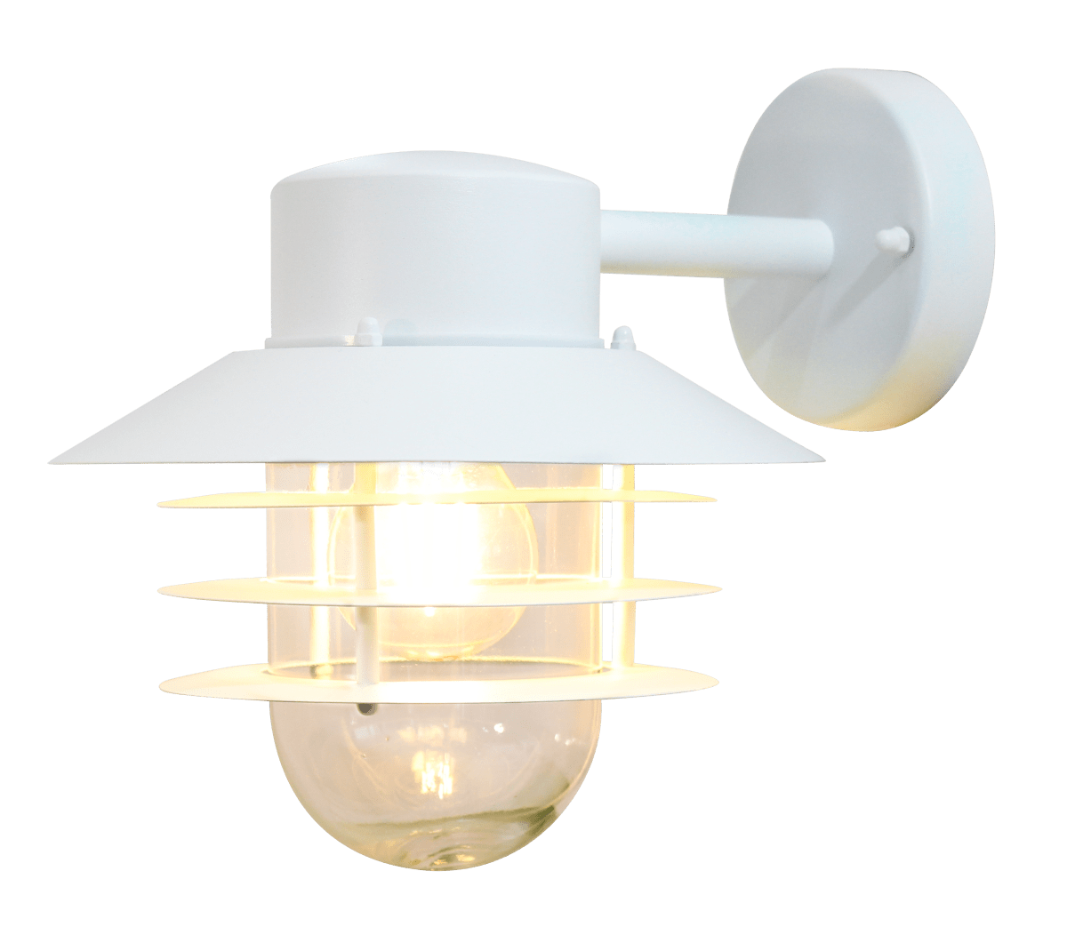 Ystad Weiß außenlampe Von Nordic Lighting - Das Licht breitet sich angenehm durch das Glas aus und schafft eine einladende Atmosph&auml;re am Eingang, an der Fassade oder entlang der Hauswand.