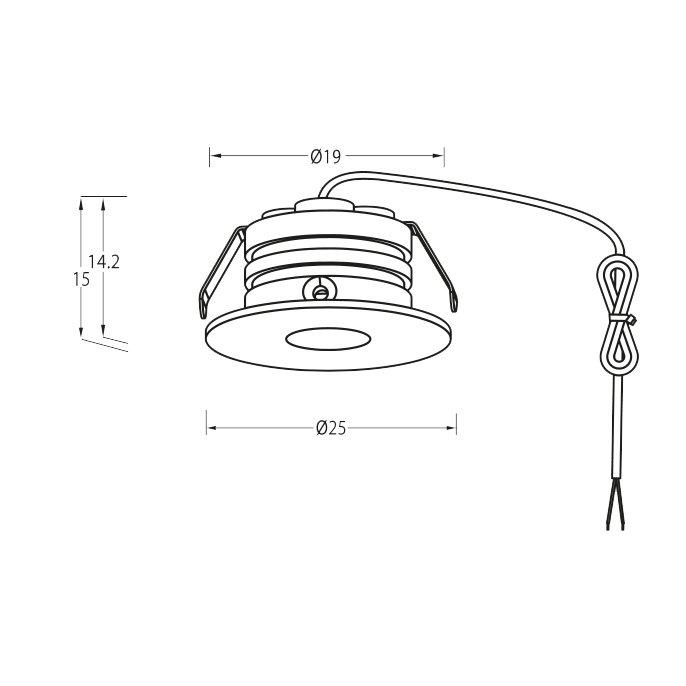 P-132 Mini Downlight 3000K Weiß Von Designlight - Die Diode ist etwas im Inneren der Leuchte platziert, um Blendung zu minimieren.