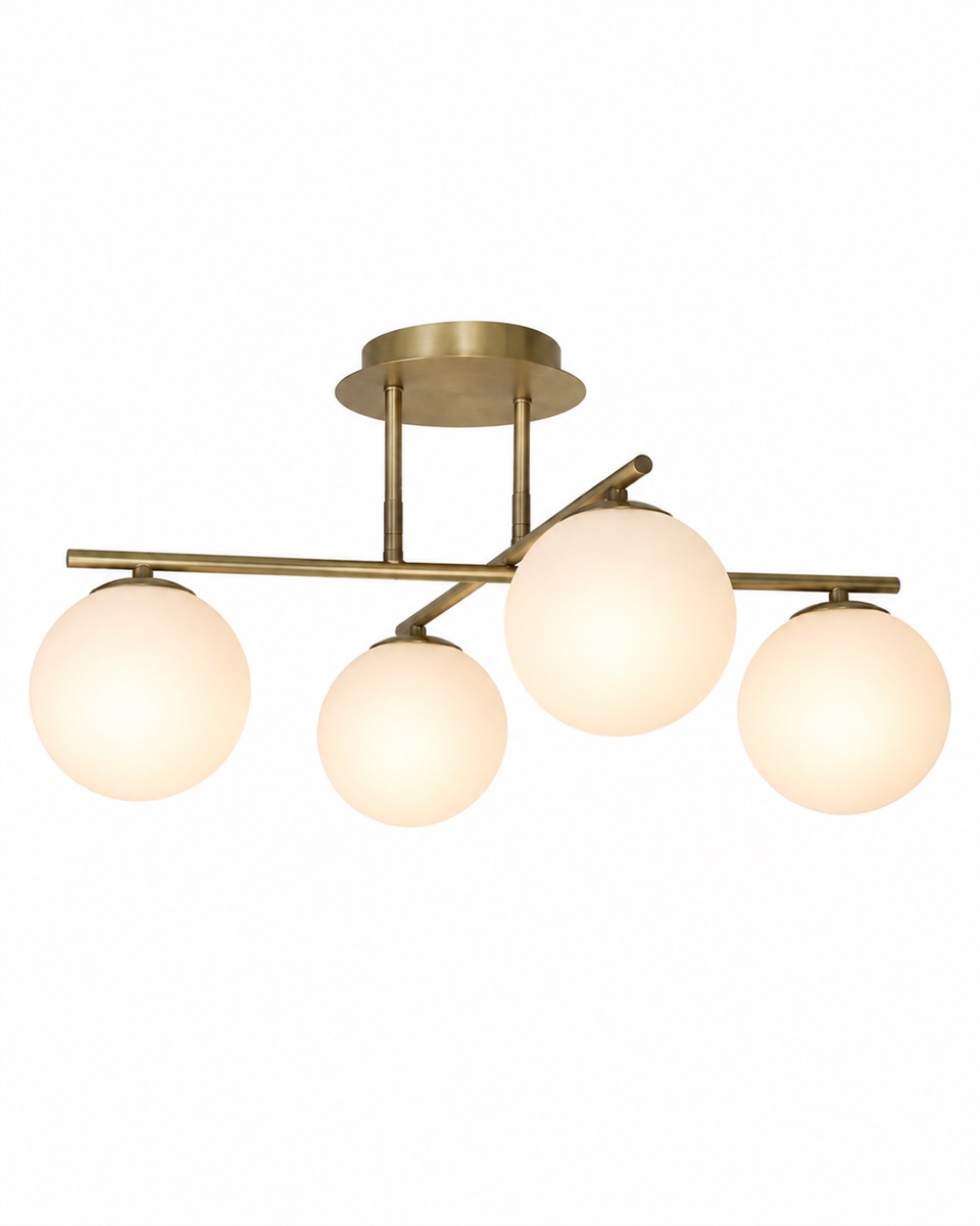 Globi 4 Ø65 Gebürstetes Messing/Weiß deckenleuchte Von Nordic Lighting - Die elegante Deckenleuchte Globi 4 verleiht jedem Raum ein stilvolles Ambiente und spendet ein sanftes, angenehmes Licht.