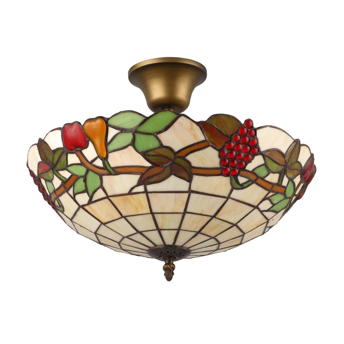 Frukter Ø40 Mehrfarbig Von Norrsken Design - Fruits ist eine klassische Tiffany-Lampe mit einem wunderschönen Design mit Blättern und Früchten in verschiedenen Farben.