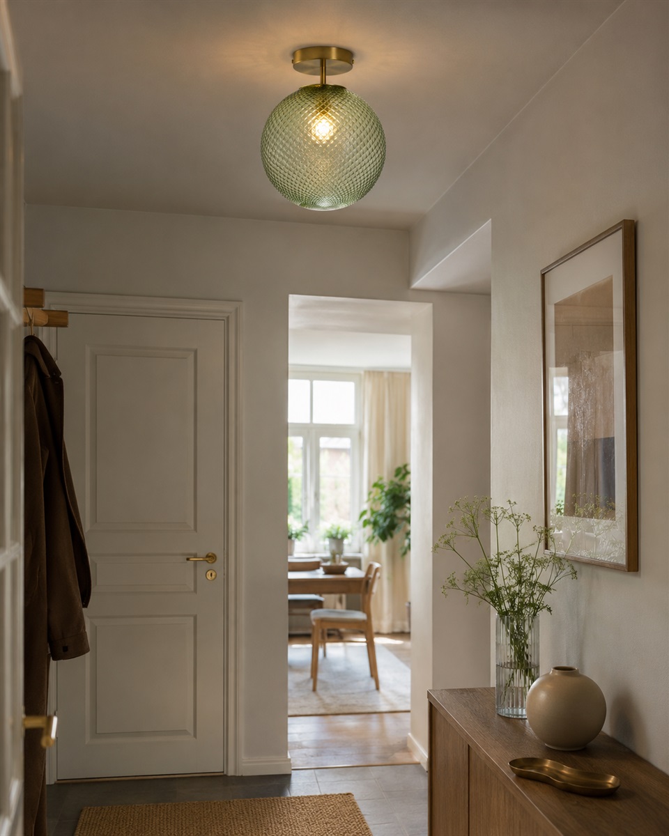 Korridor Ø25 Grün deckenleuchte Von Lampan - Korridor passt sowohl in Flur und Schlafzimmer als auch ins Wohnzimmer und ist selbst im ausgeschalteten Zustand ein dekoratives Element.